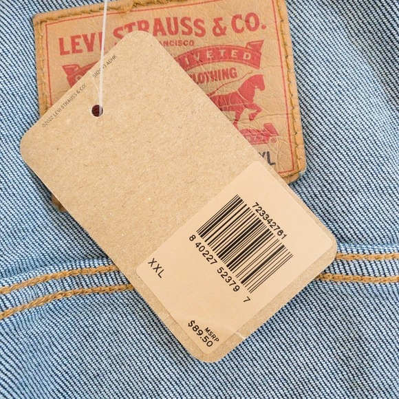 Levi's Mens Trucker Jacket Dark Wash Denim Blue XXL Jean Coat - Picture 5 of 16